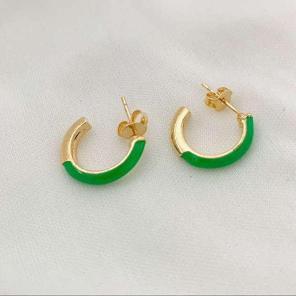 Neon Enamel Hoop Earrings - Picture 5 of 8